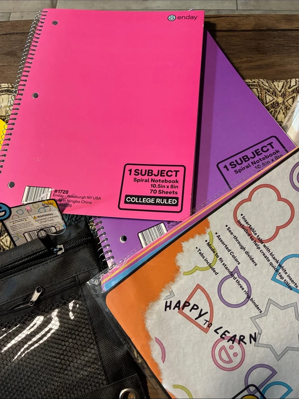 Kids School Supplies Bundle - Pink, Purple, Black, Orange, Yellow, Blue